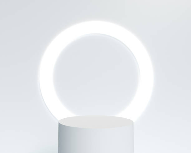 製品の表彰台と光と3Dの白い背景。 ストックフォト