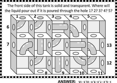 Abstract brain game, or visual puzzle. Answer included.