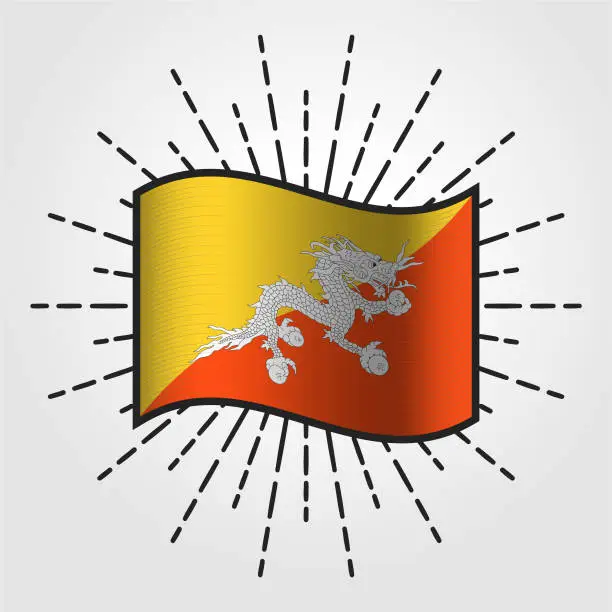 Vector illustration of Vintage Bhutan National Flag Illustration