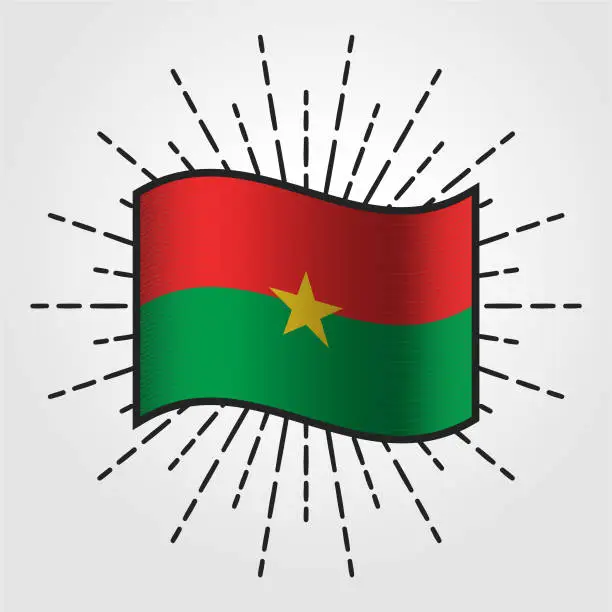 Vector illustration of Vintage Burkina Faso National Flag Illustration