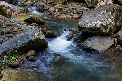 Mountain stream flowing through rocks