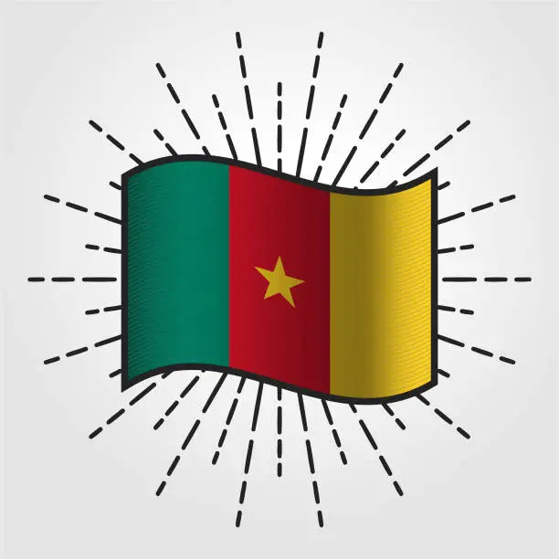 Vector illustration of Vintage Cameroon National Flag Illustration