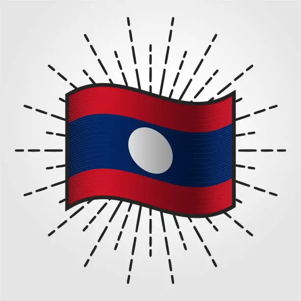 Vector illustration of Vintage Laos National Flag Illustration