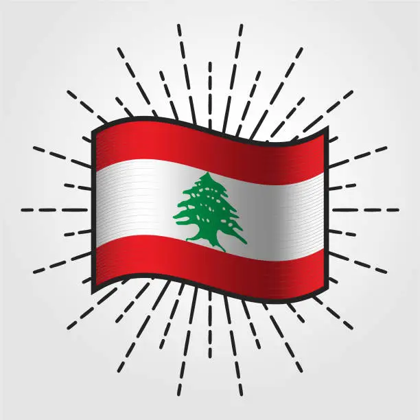 Vector illustration of Vintage Lebanon National Flag Illustration