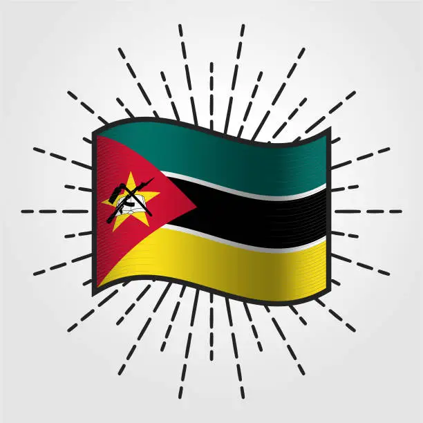 Vector illustration of Vintage Mozambique National Flag Illustration