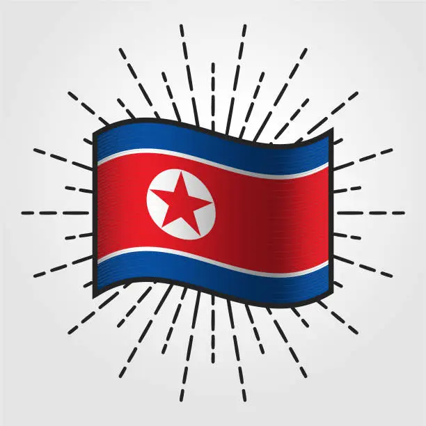 Vector illustration of Vintage North Korea National Flag Illustration