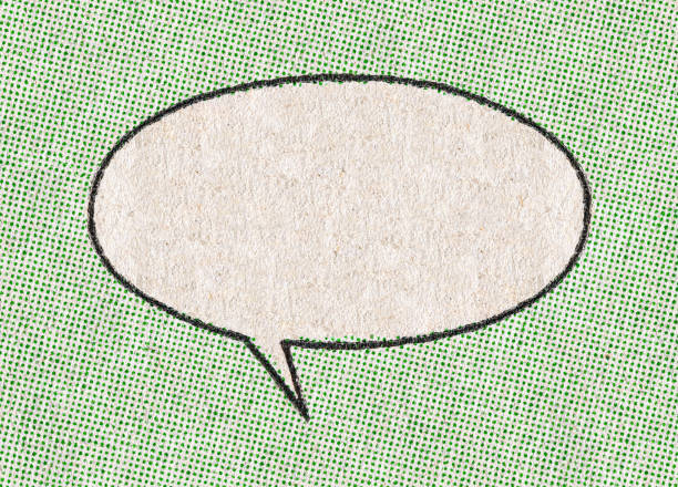 istock Empty chat bubble on a background pattern of green printing dots from a real vintage comic book 2041989851