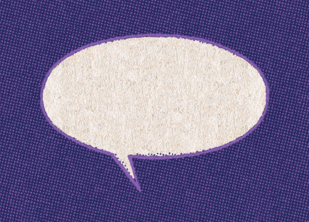 Separate dark purple speech bubble on white background.