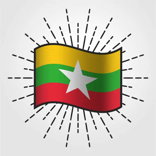 Vector illustration of Vintage Myanmar National Flag Illustration