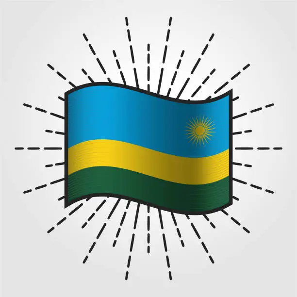 Vector illustration of Vintage Rwanda National Flag Illustration