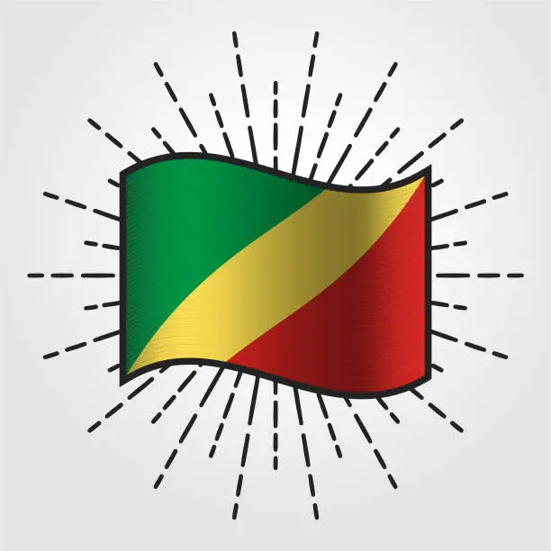 Vector illustration of Vintage Republic of the Congo National Flag Illustration