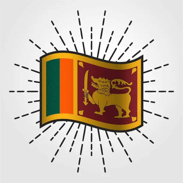 Vector illustration of Vintage Sri Lanka National Flag Illustration