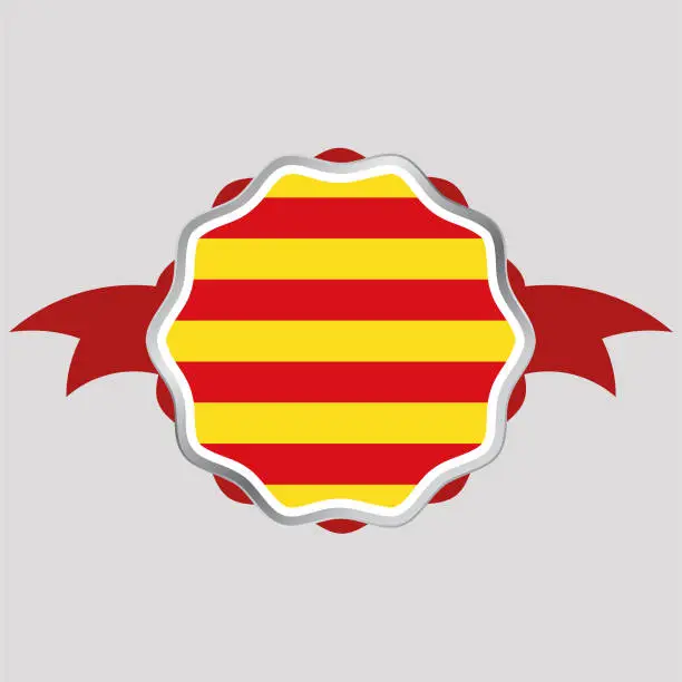 Vector illustration of Creative Catalonia Flag Sticker Emblem