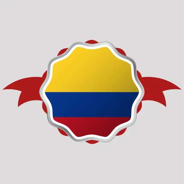 Vector illustration of Creative Colombia Flag Sticker Emblem