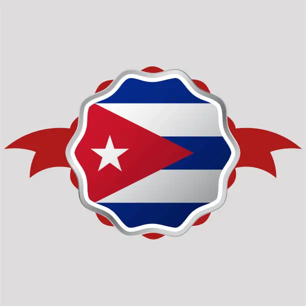 Vector illustration of Creative Cuba Flag Sticker Emblem