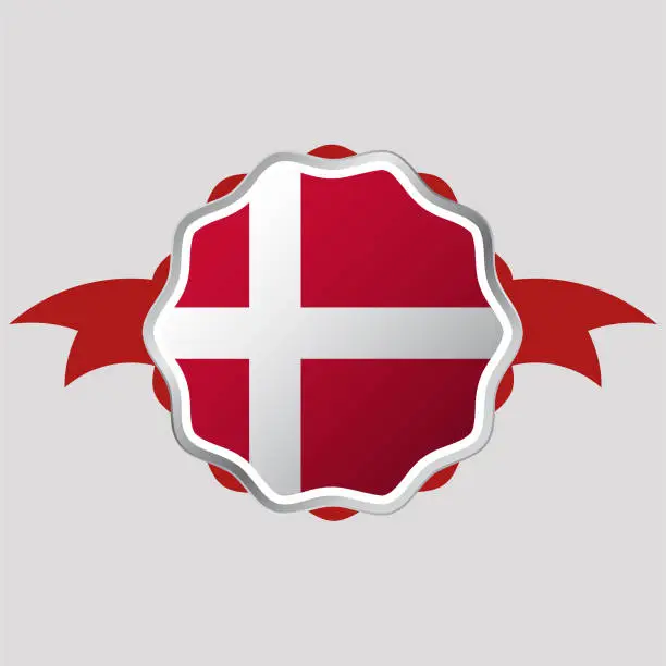 Vector illustration of Creative Denmark Flag Sticker Emblem