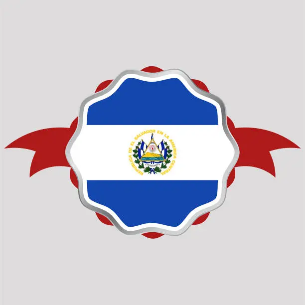 Vector illustration of Creative El Salvador Flag Sticker Emblem