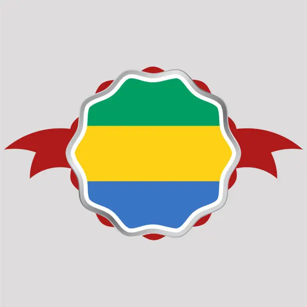 Vector illustration of Creative Gabon Flag Sticker Emblem