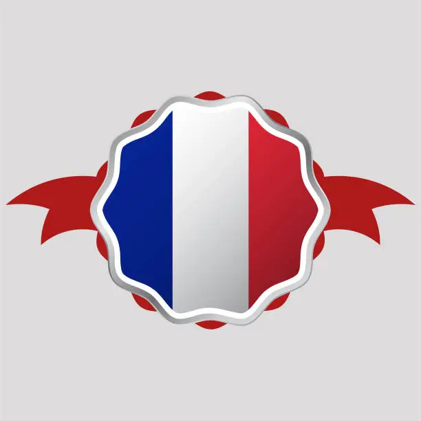 Vector illustration of Creative France Flag Sticker Emblem