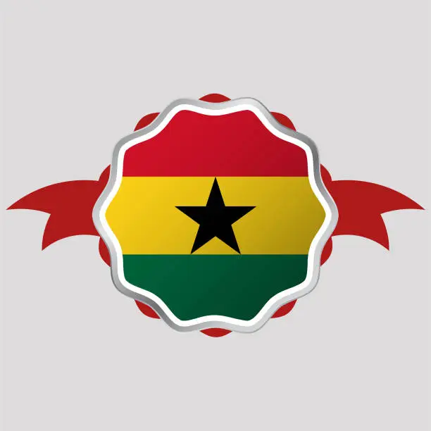 Vector illustration of Creative Ghana Flag Sticker Emblem