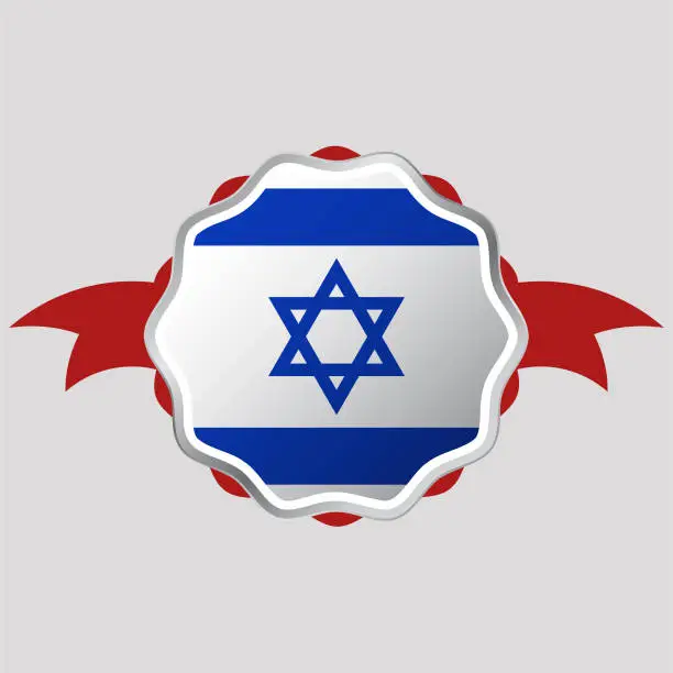 Vector illustration of Creative Israel Flag Sticker Emblem