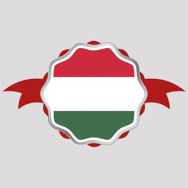 Vector illustration of Creative Hungary Flag Sticker Emblem