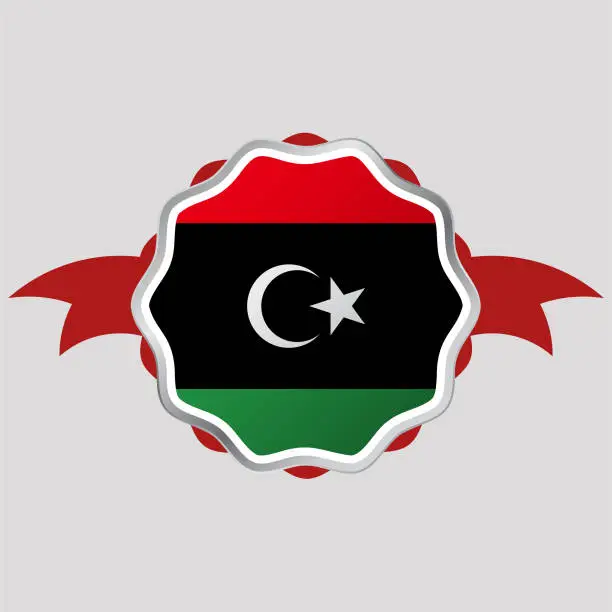Vector illustration of Creative Libya Flag Sticker Emblem