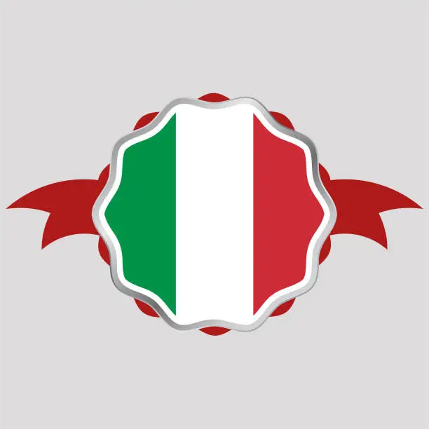 Vector illustration of Creative Italy Flag Sticker Emblem