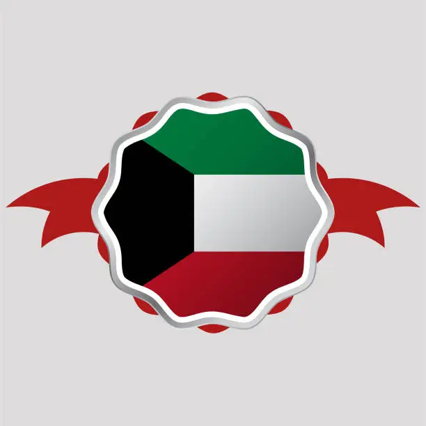Vector illustration of Creative Kuwait Flag Sticker Emblem