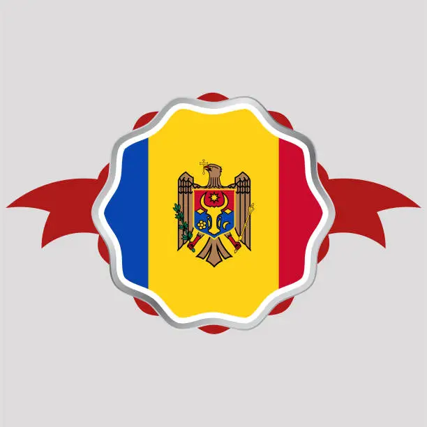 Vector illustration of Creative Moldova Flag Sticker Emblem