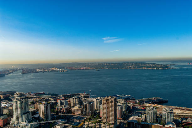 Aerial of Trésor Tower, part of Fountainbleau hotel, and Indian Creek. Brickell, downtown Miami and Biscayne Bay in the background.