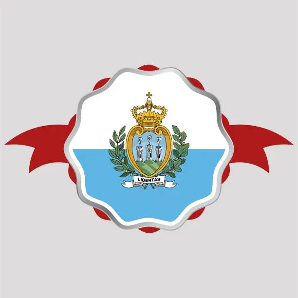 Vector illustration of Creative San Marino Flag Sticker Emblem