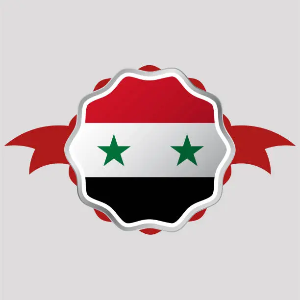 Vector illustration of Creative Syria Flag Sticker Emblem