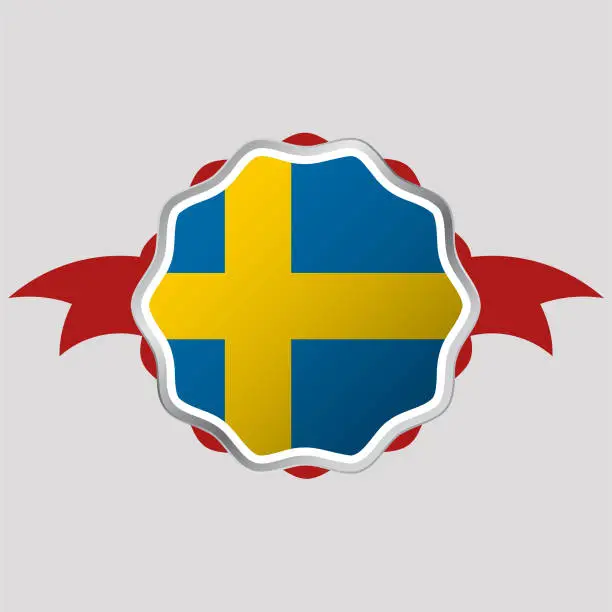 Vector illustration of Creative Sweden Flag Sticker Emblem