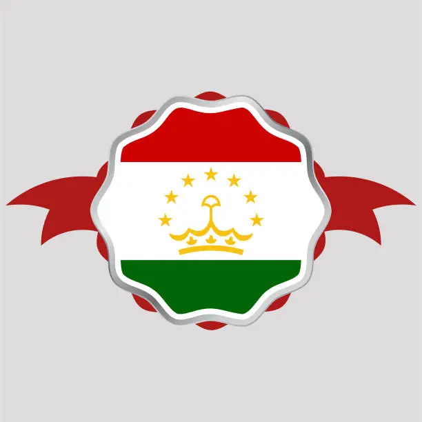 Vector illustration of Creative Tajikistan Flag Sticker Emblem