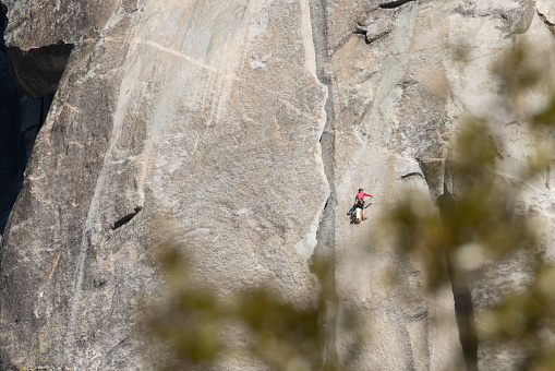 Rock Climber ascending up El Capitan in Yosemite