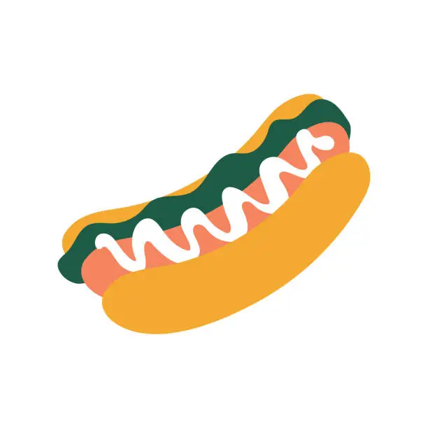Vector illustration of Vector hot dog illustration on white background