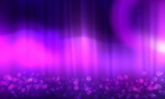 Vector purple curtain with bokeh lights background