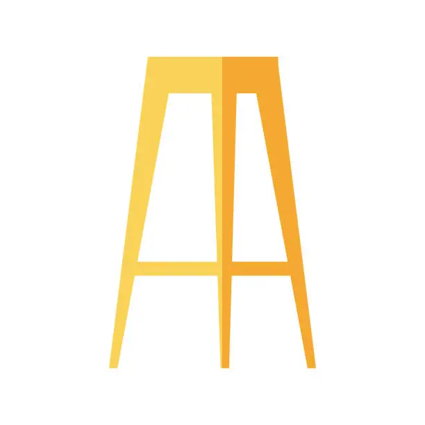 Vector illustration of Vector wooden bar stool semi flat color vector object