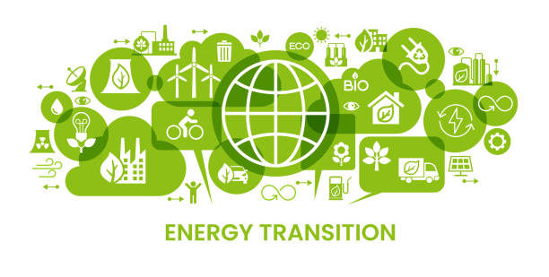 istock ENERGY TRANSITION. Transition to environmentally friendly world concept.  Ecology infographic. Green power production. Transition to renewable alternative energy. 2042084586