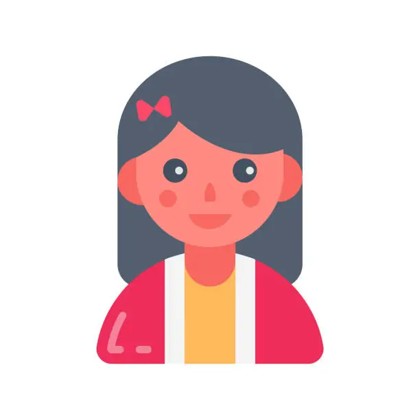 Vector illustration of Dressed Girl icon in vector. Logotype