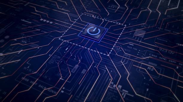 istock A close up of a circuit board featuring a power button in the center 2042084748