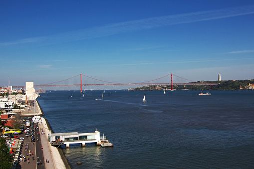 Lisbon, Portugal - 10 May 2015: 25th of April Bridge in Lisbon, Portugal