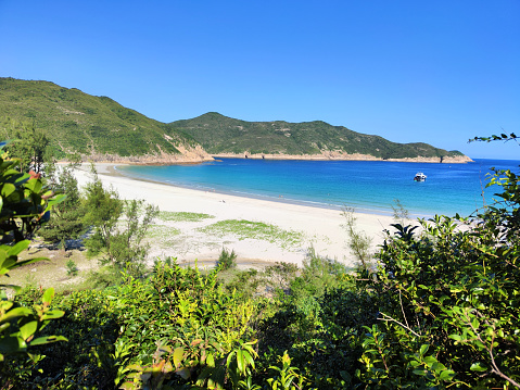 View of the beautiful Long Ke beach in Sai Kung peninsula, Hong Kong.