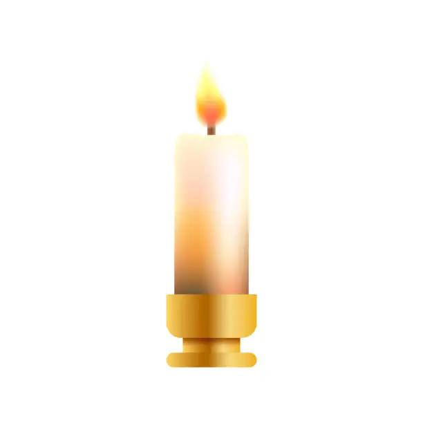 Vector illustration of vector burning candles realistic on white background