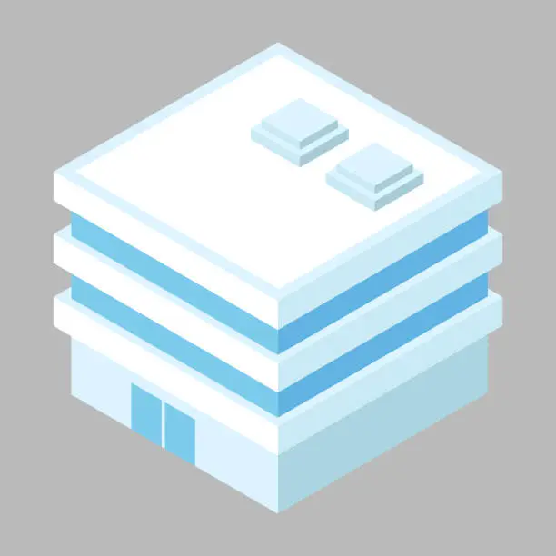 Vector illustration of Vector isometric building on white