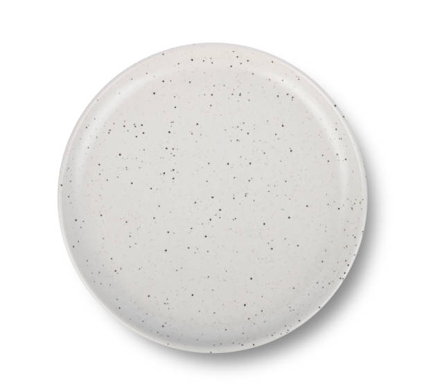 Ceramic plate, creamy-white color Speckled plate isolated on white