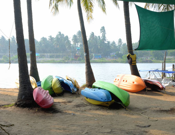 istock Colorful boats at beach in India. 2042195834