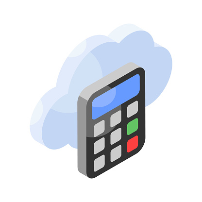 Calculator with cloud, cloud calculation vector design, cloud calculator icon