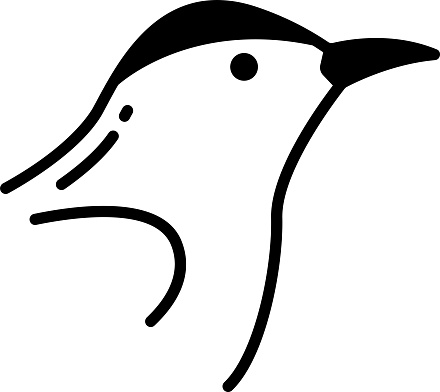 Catbird bird glyph and line vector illustration